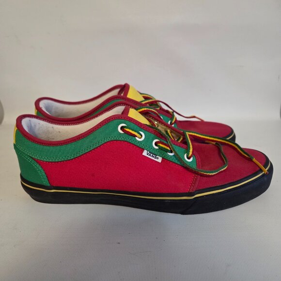 Men US 11 Van's Off The Wall Colour Block Skateboard Shoes Red Green Yellow - Picture 6 of 11